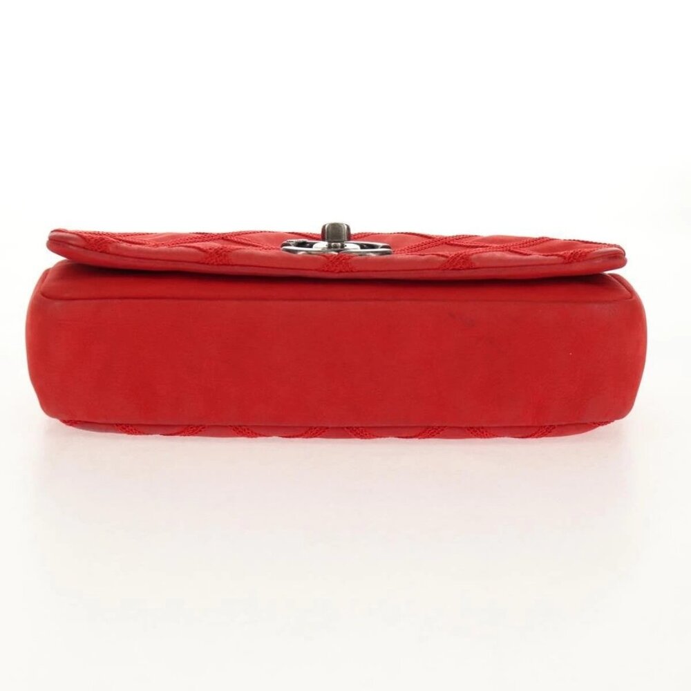 CHANEL Wild Stitch Chain Shoulder Bag Leather Red CC Auth 128522M - Picture 12 of 15